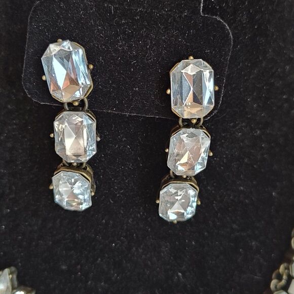 Plunder Crystal Statement Necklace Earrings Set Floral Briolette Jewelry Gift - Picture 4 of 16